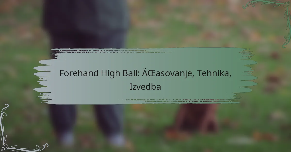 Forehand High Ball: Časovanje, Tehnika, Izvedba
