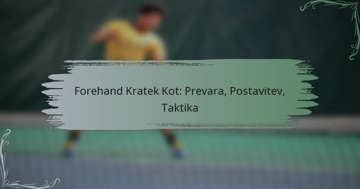 Forehand Kratek Kot: Prevara, Postavitev, Taktika
