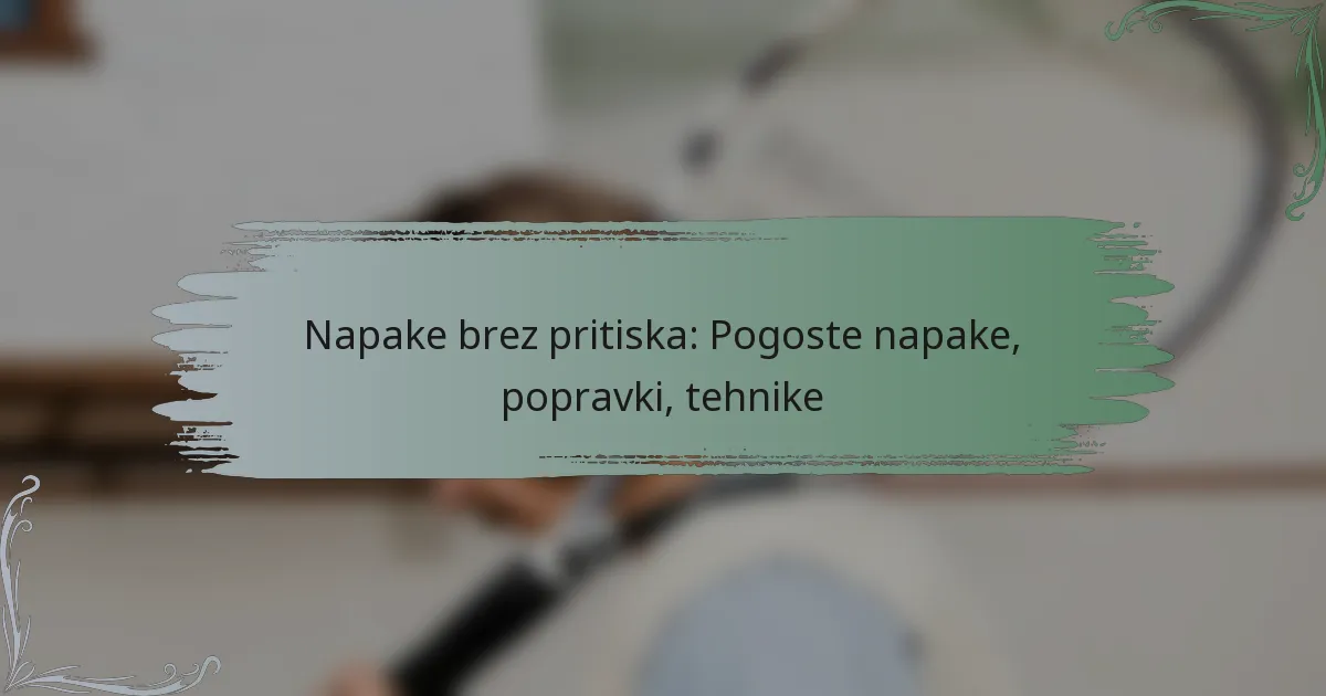 Napake brez pritiska: Pogoste napake, popravki, tehnike