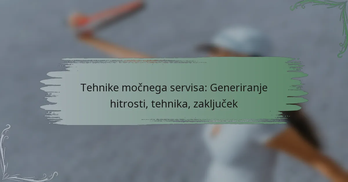 Tehnike močnega servisa: Generiranje hitrosti, tehnika, zaključek