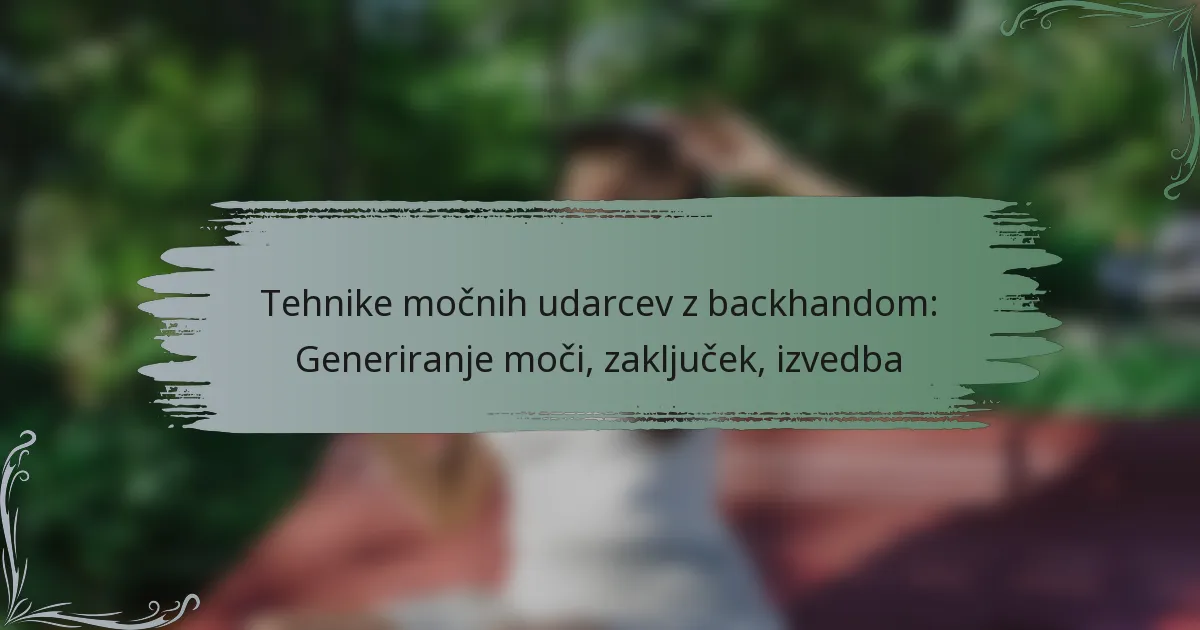 Tehnike močnih udarcev z backhandom: Generiranje moči, zaključek, izvedba