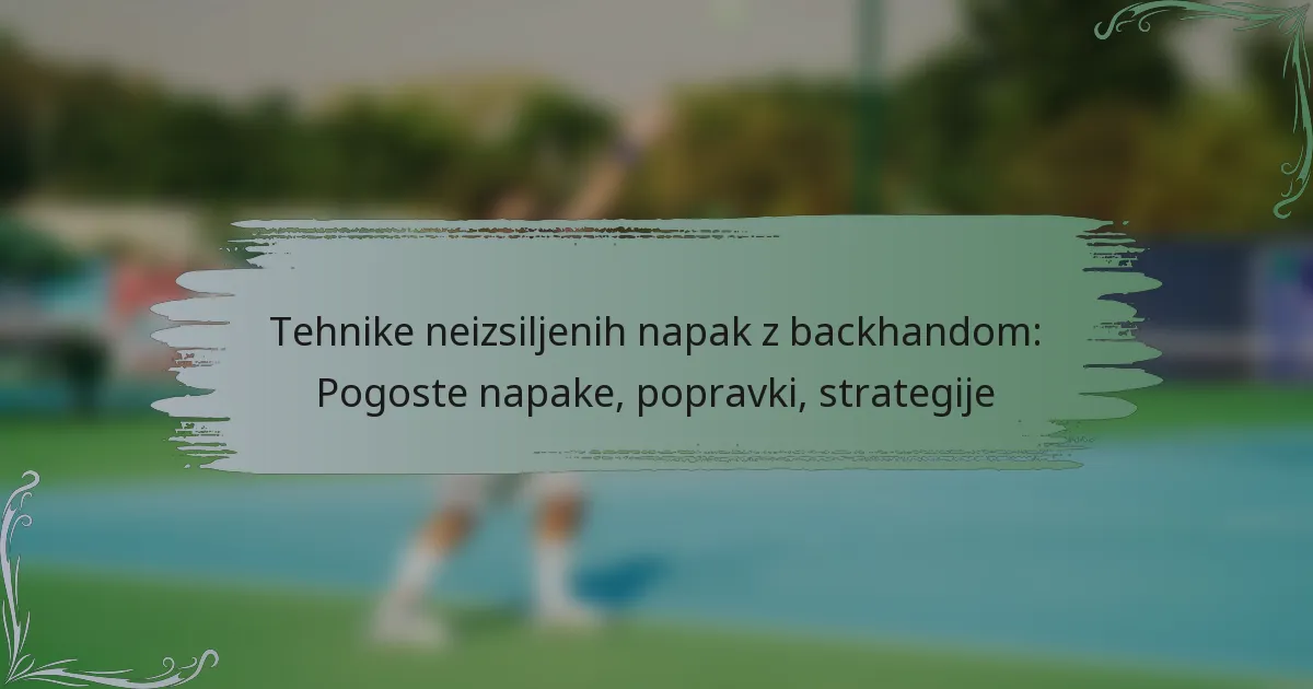 Tehnike neizsiljenih napak z backhandom: Pogoste napake, popravki, strategije
