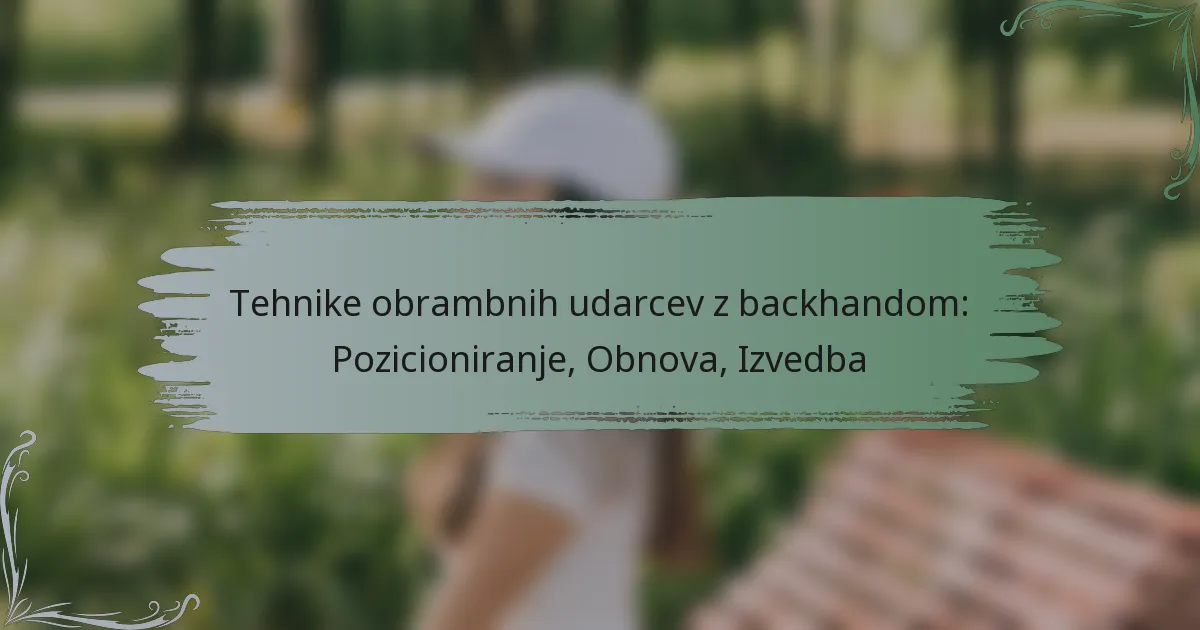Tehnike obrambnih udarcev z backhandom: Pozicioniranje, Obnova, Izvedba