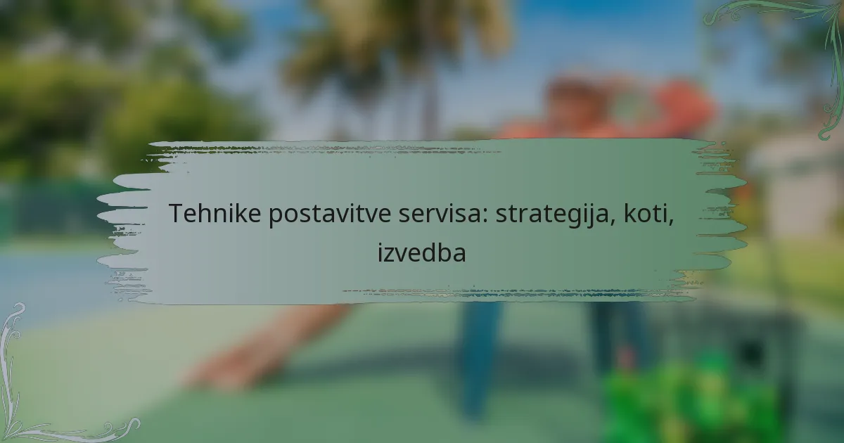 Tehnike postavitve servisa: strategija, koti, izvedba
