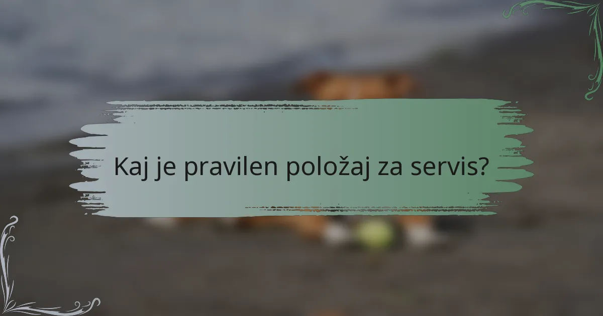 Kaj je pravilen položaj za servis?