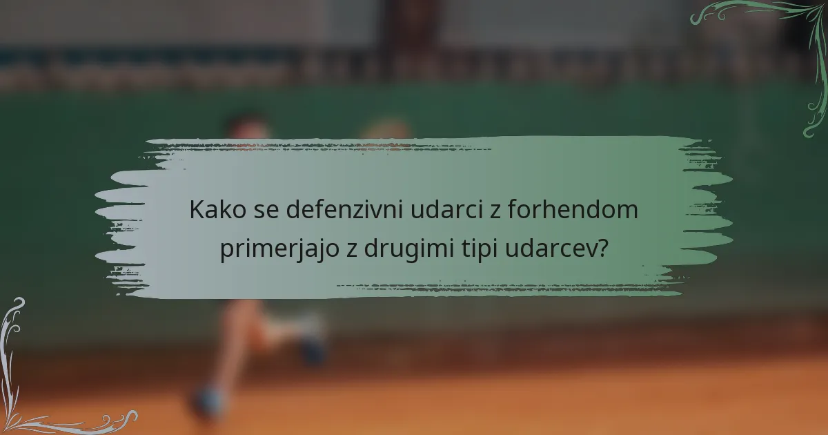 Kako se defenzivni udarci z forhendom primerjajo z drugimi tipi udarcev?