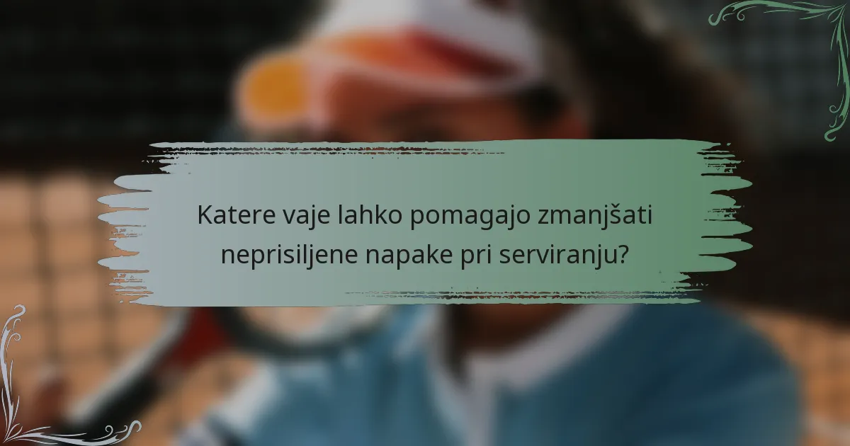 Katere vaje lahko pomagajo zmanjšati neprisiljene napake pri serviranju?