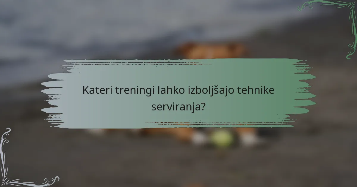 Kateri treningi lahko izboljšajo tehnike serviranja?