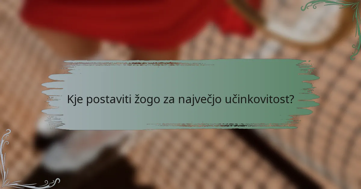 Kje postaviti žogo za največjo učinkovitost?